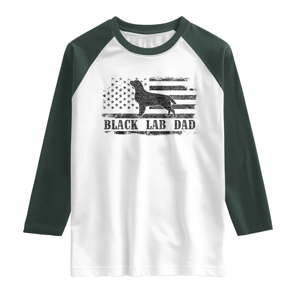 Black Lab Dad Raglan Shirt Funny Labrador Dad Fathers Day Gift for Dog Lovers TS10 White Dark Forest Green Print Your Wear