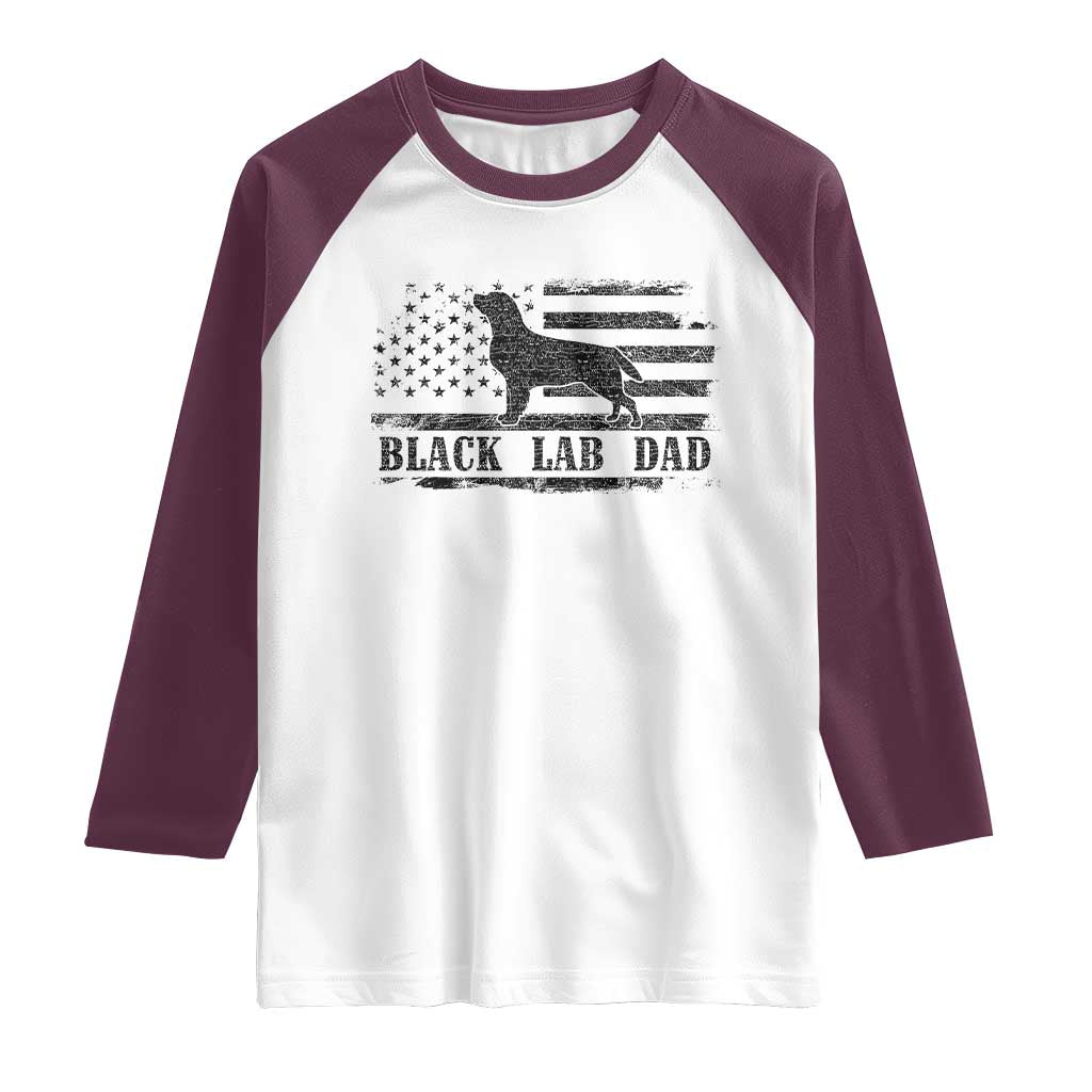 Black Lab Dad Raglan Shirt Funny Labrador Dad Fathers Day Gift for Dog Lovers TS10 White Maroon Print Your Wear