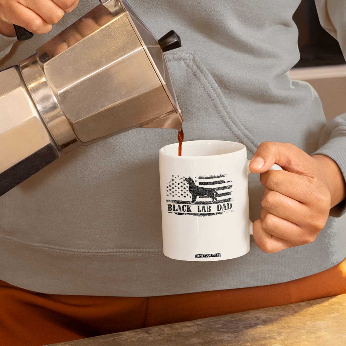 Black Lab Dad Coffee Mug Funny Labrador Dad Fathers Day Gift for Dog Lovers TS10 Print Your Wear