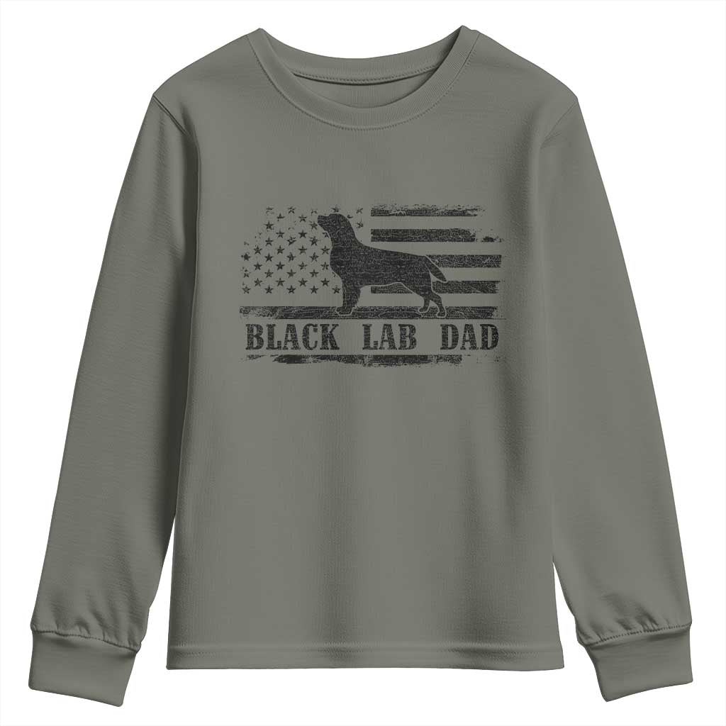 Black Lab Dad Youth Sweatshirt Funny Labrador Dad Fathers Day Gift for Dog Lovers TS10 Military Green Print Your Wear