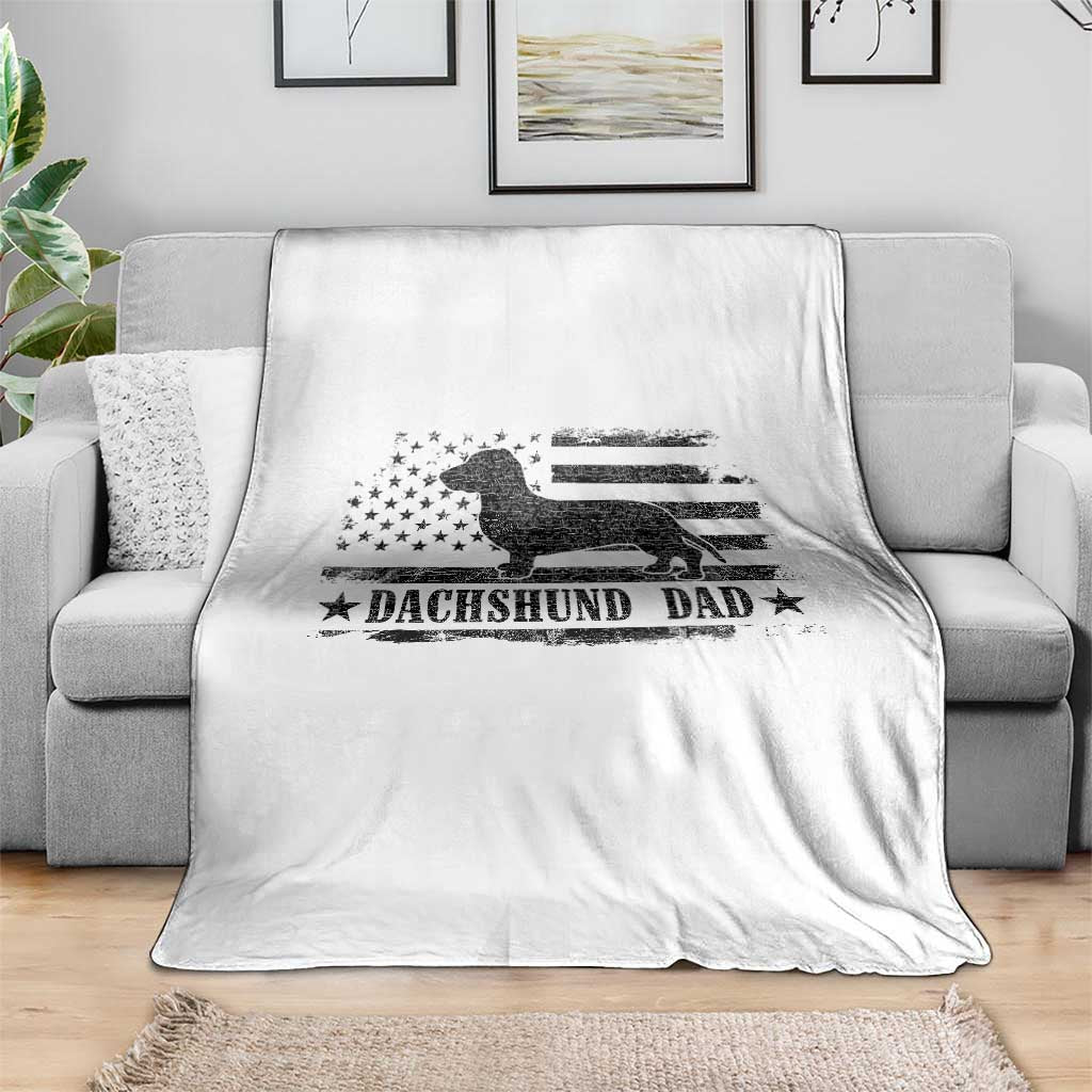 Dachshund Dog Dad Throw Blanket Fathers Day Gift for Dog Lovers American Flag TS10 Print Your Wear