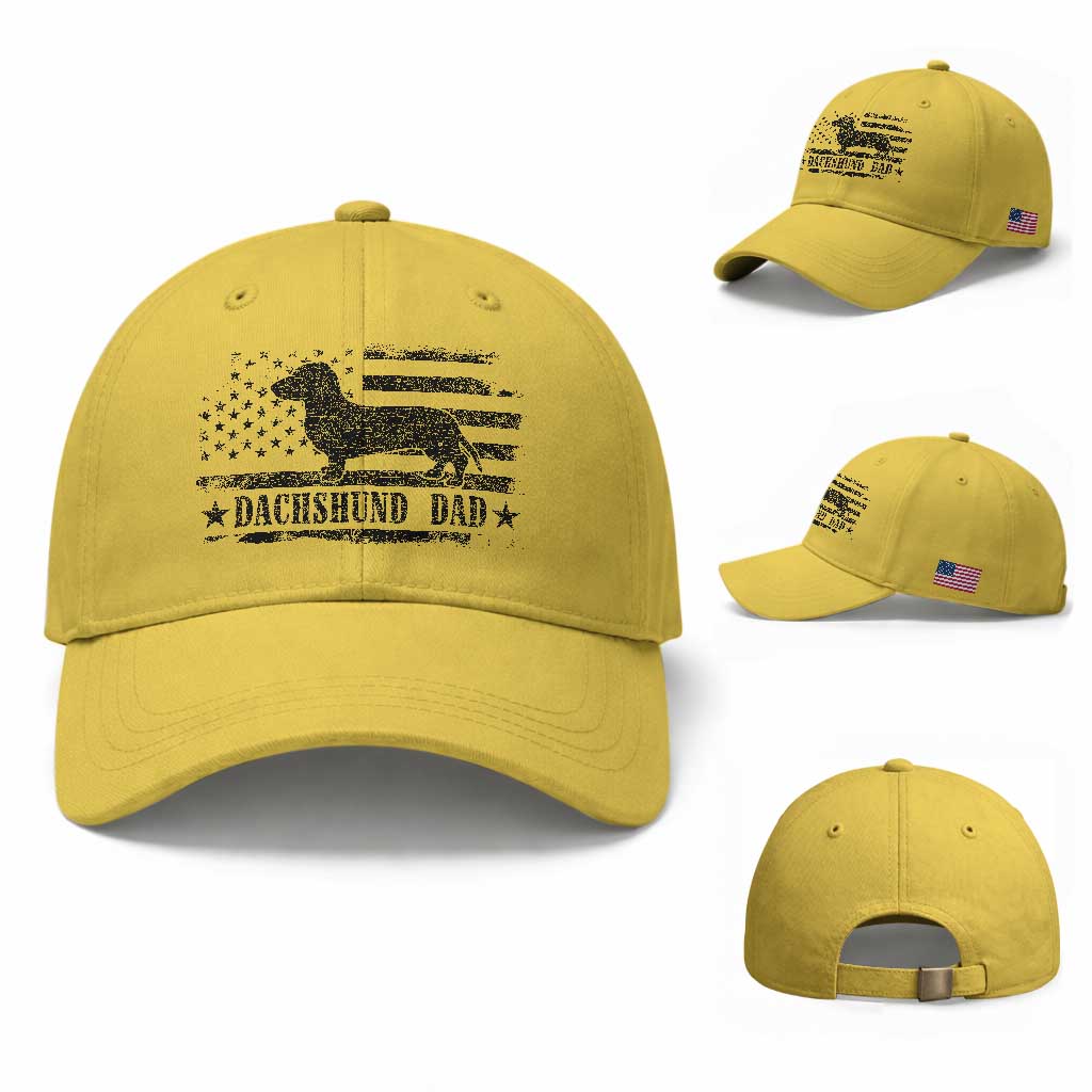 Dachshund Dog Dad Baseball Cap Fathers Day Gift for Dog Lovers American Flag TS10 Baseball Cap Universal Fit Yellow Print Your Wear