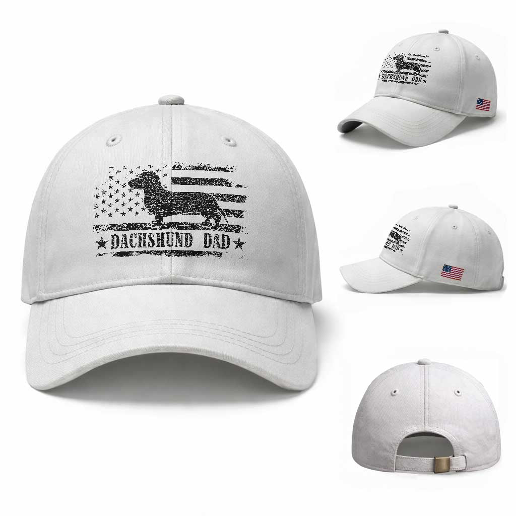 Dachshund Dog Dad Baseball Cap Fathers Day Gift for Dog Lovers American Flag TS10 Baseball Cap Universal Fit White Print Your Wear