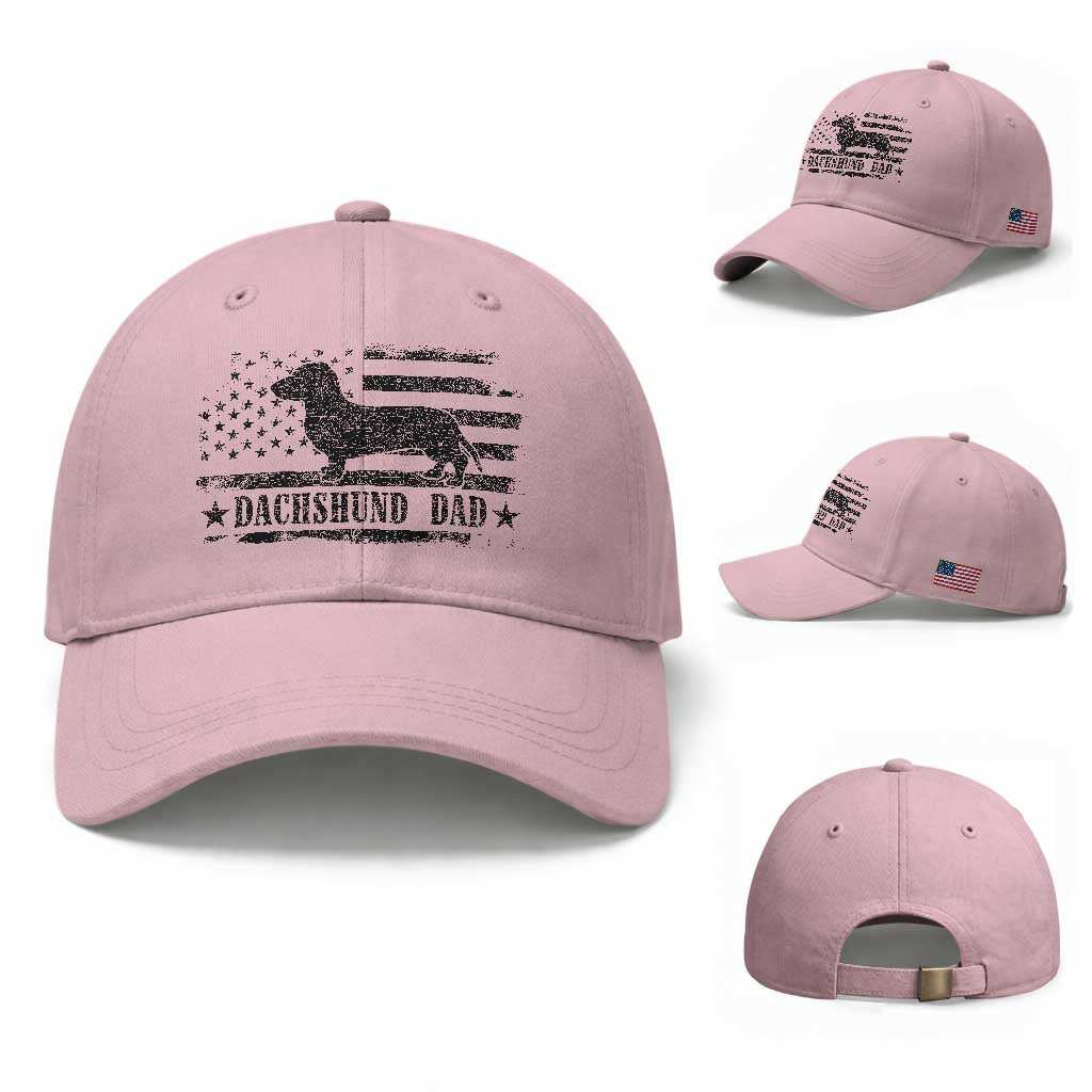 Dachshund Dog Dad Baseball Cap Fathers Day Gift for Dog Lovers American Flag TS10 Baseball Cap Universal Fit Light Pink Print Your Wear