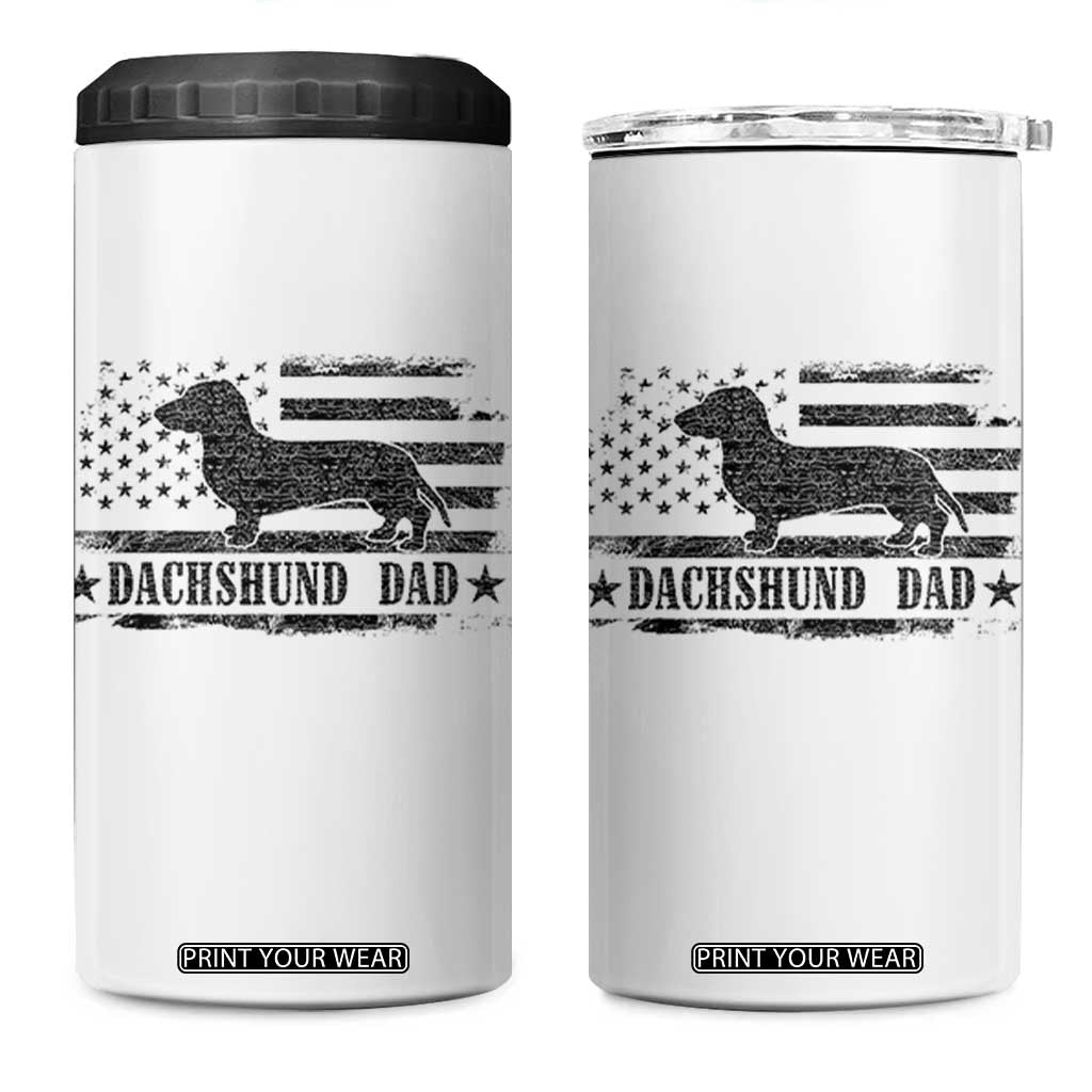 Dachshund Dog Dad 4 in 1 Can Cooler Tumbler Fathers Day Gift for Dog Lovers American Flag TS10 One Size: 16 oz White Print Your Wear