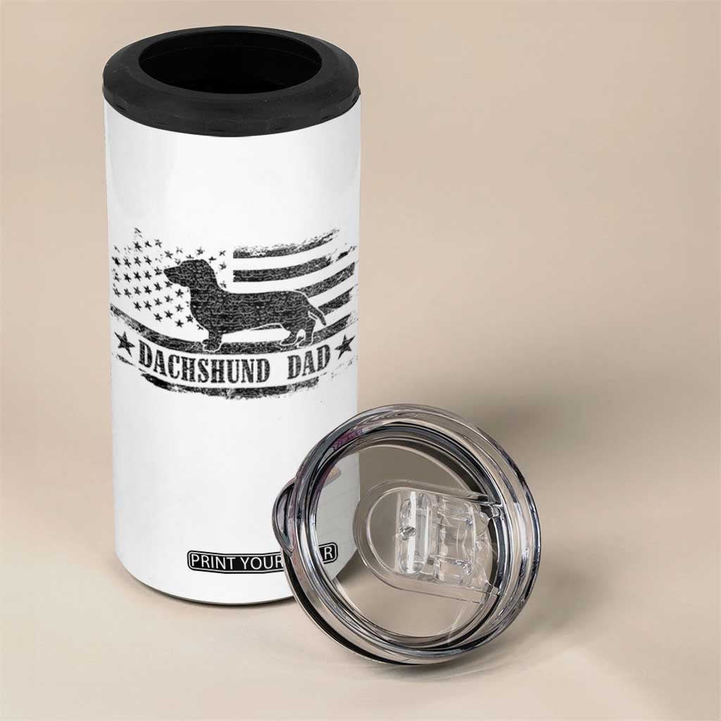 Dachshund Dog Dad 4 in 1 Can Cooler Tumbler Fathers Day Gift for Dog Lovers American Flag TS10 Print Your Wear