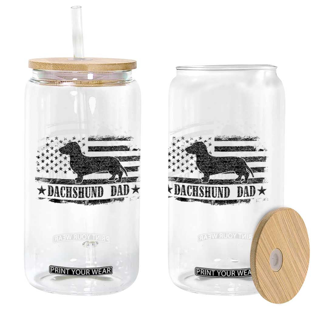 Dachshund Dog Dad Glass Can Fathers Day Gift for Dog Lovers American Flag TS10 Print Your Wear