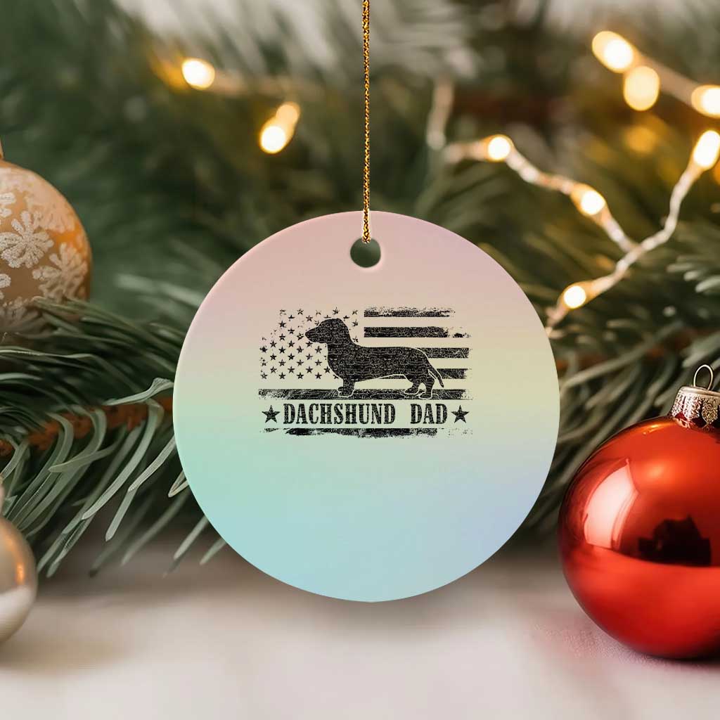Dachshund Dog Dad Ceramic Ornament Fathers Day Gift for Dog Lovers American Flag TS10 1pc Pastel Print Your Wear