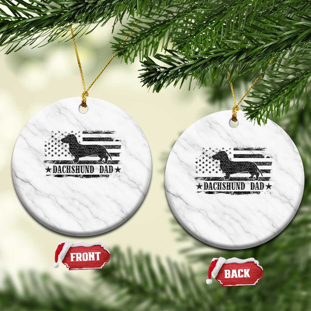 Dachshund Dog Dad Ceramic Ornament Fathers Day Gift for Dog Lovers American Flag TS10 1pc White Marble Print Your Wear
