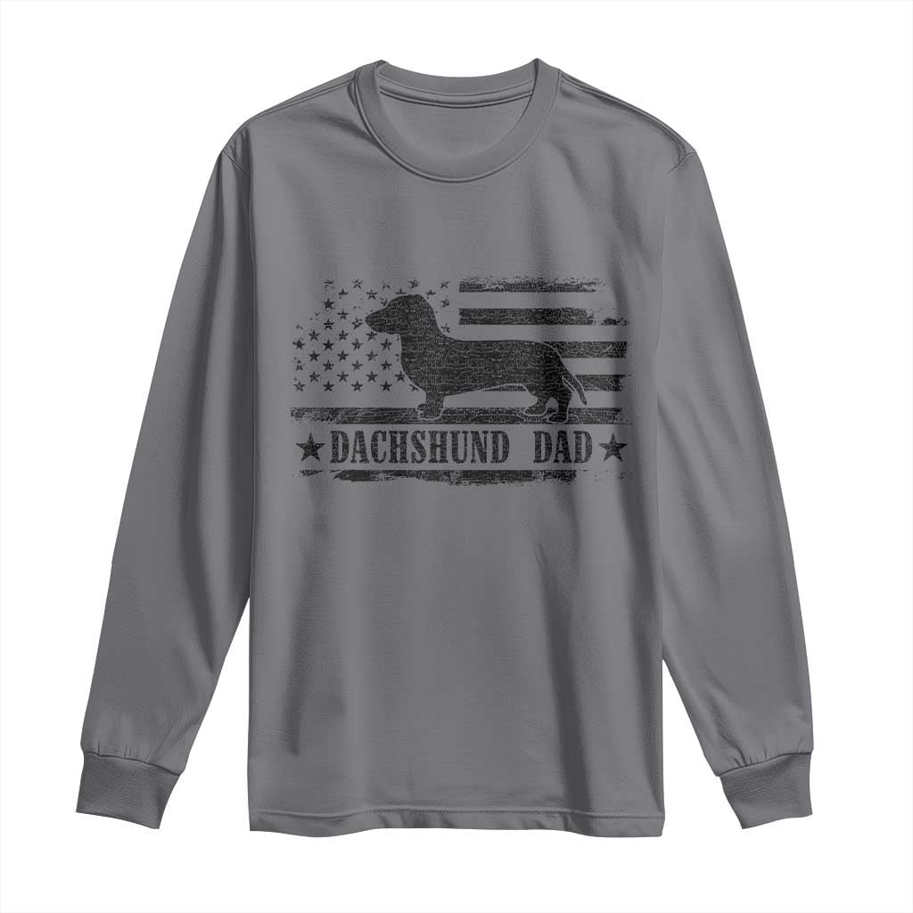 Dachshund Dog Dad Long Sleeve Shirt Fathers Day Gift for Dog Lovers American Flag TS10 Charcoal Print Your Wear