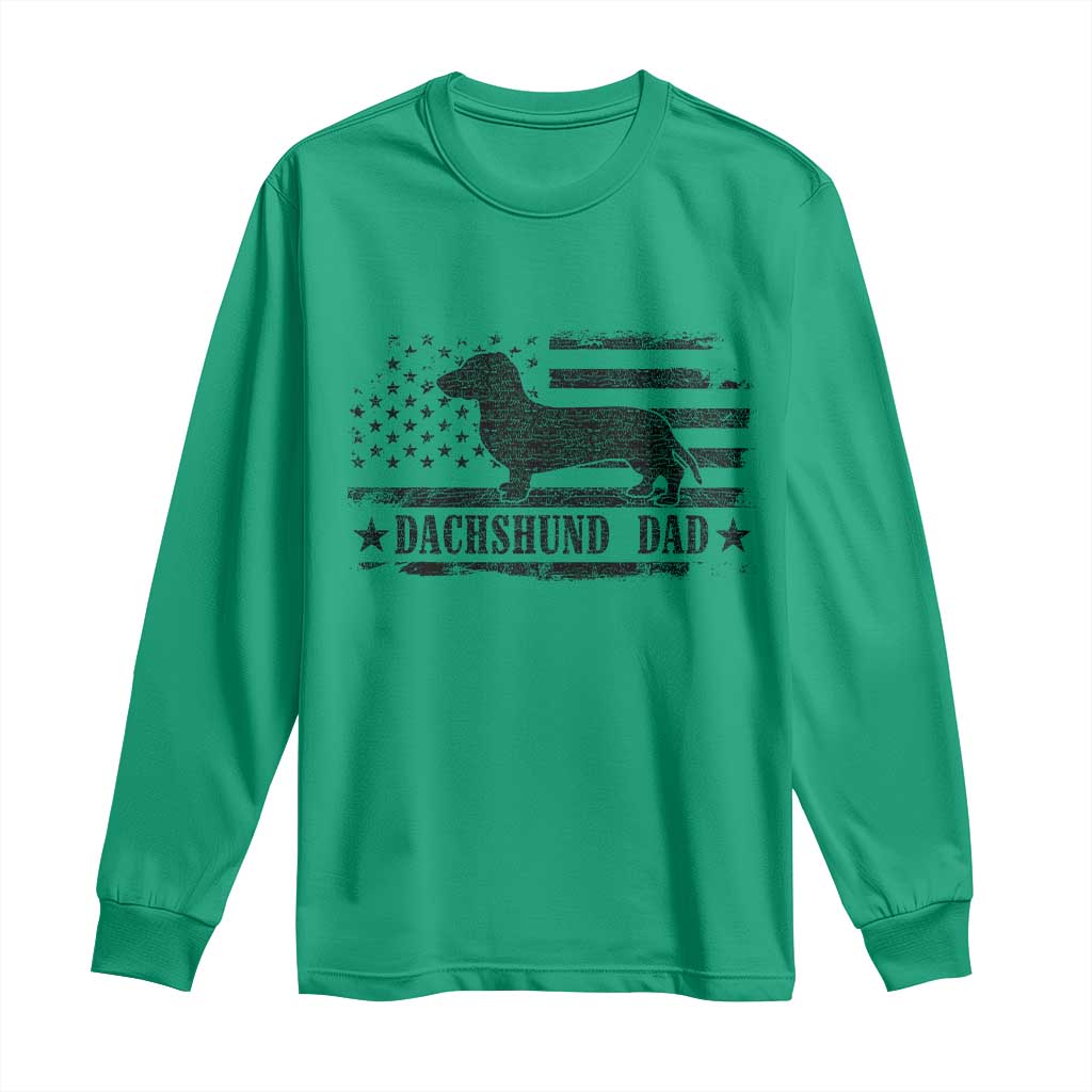 Dachshund Dog Dad Long Sleeve Shirt Fathers Day Gift for Dog Lovers American Flag TS10 Irish Green Print Your Wear