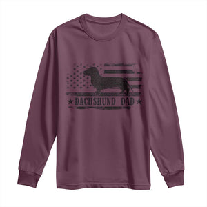 Dachshund Dog Dad Long Sleeve Shirt Fathers Day Gift for Dog Lovers American Flag TS10 Maroon Print Your Wear