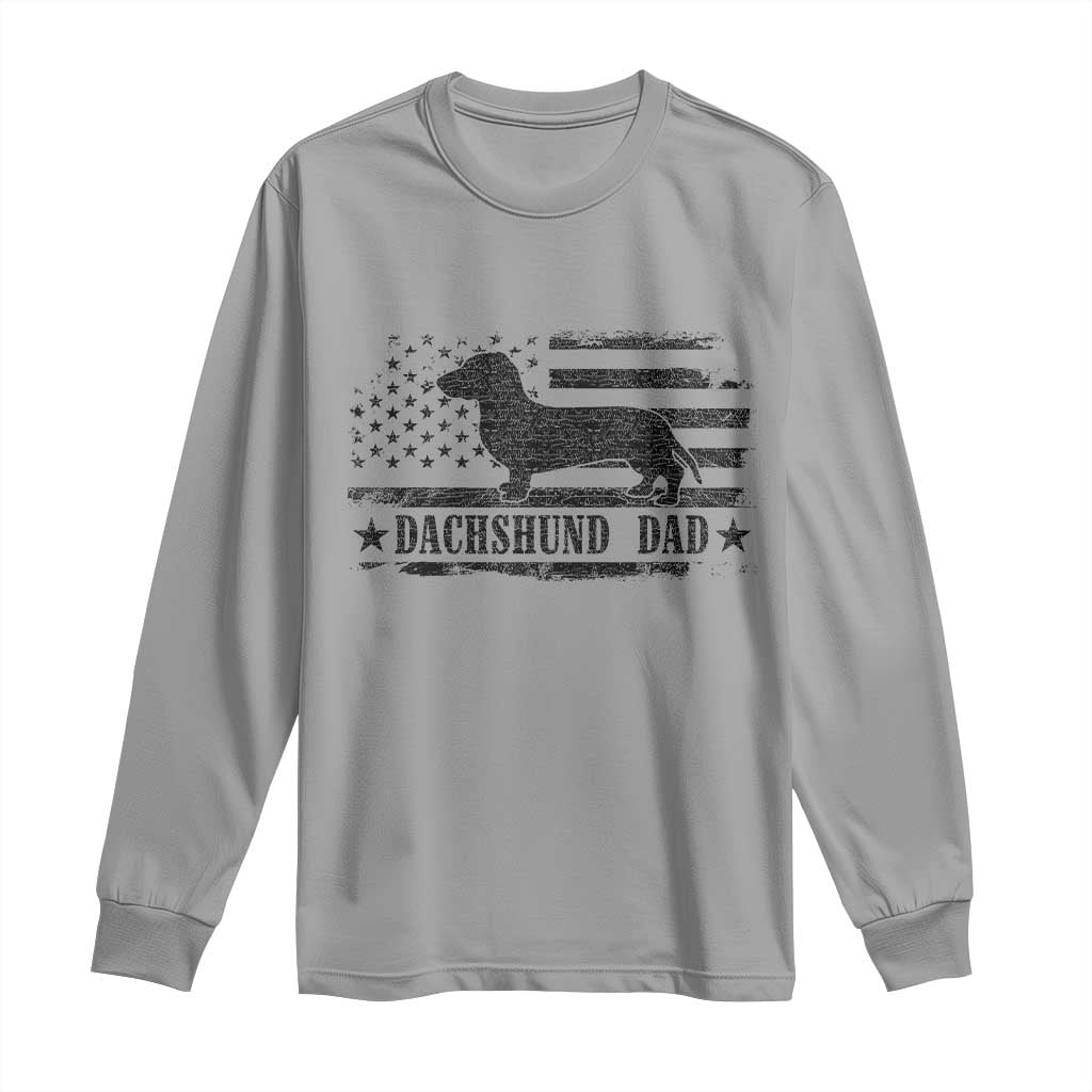 Dachshund Dog Dad Long Sleeve Shirt Fathers Day Gift for Dog Lovers American Flag TS10 Sport Gray Print Your Wear