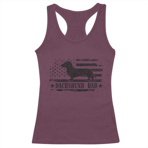 Dachshund Dog Dad Racerback Tank Top Fathers Day Gift for Dog Lovers American Flag TS10 Maroon Print Your Wear