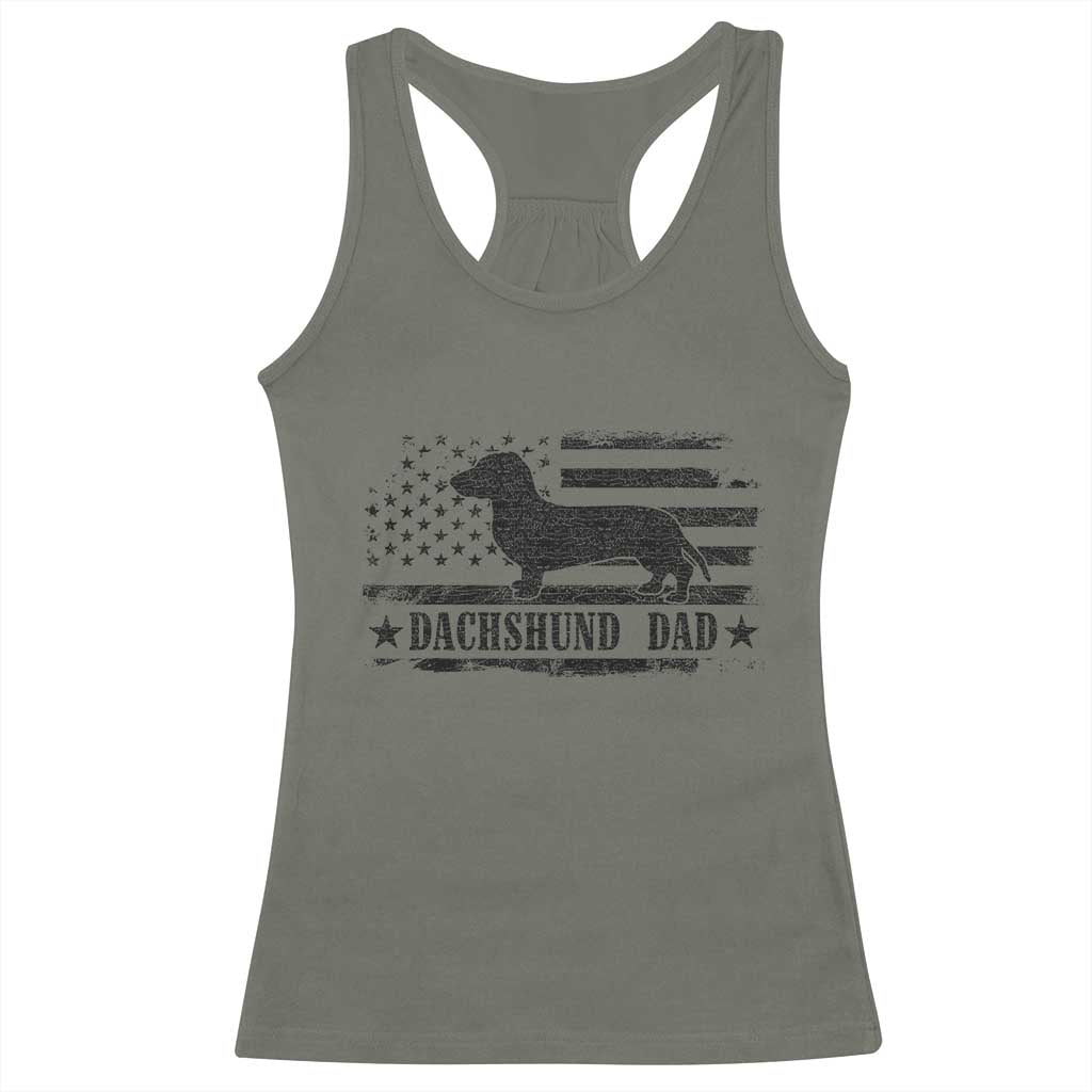 Dachshund Dog Dad Racerback Tank Top Fathers Day Gift for Dog Lovers American Flag TS10 Military Green Print Your Wear
