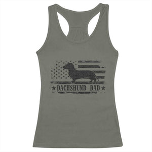 Dachshund Dog Dad Racerback Tank Top Fathers Day Gift for Dog Lovers American Flag TS10 Military Green Print Your Wear