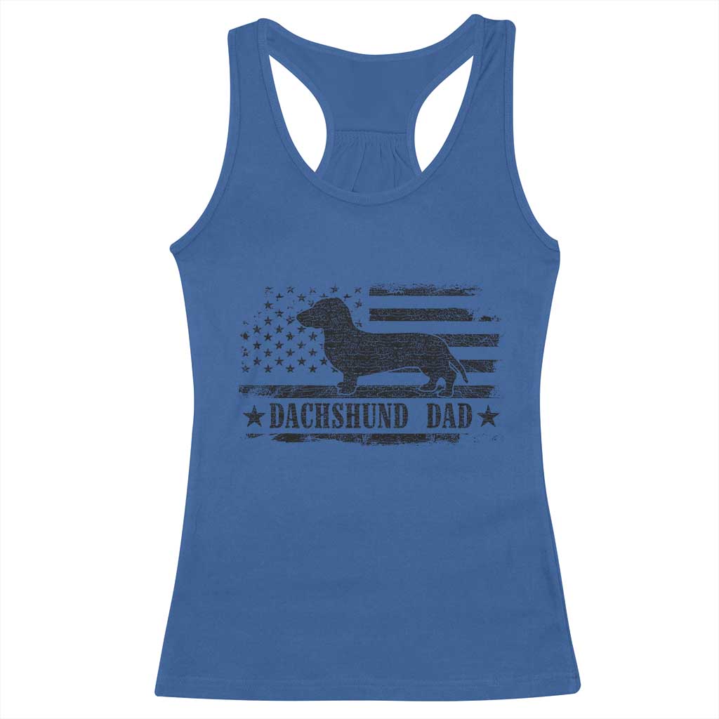 Dachshund Dog Dad Racerback Tank Top Fathers Day Gift for Dog Lovers American Flag TS10 Royal Blue Print Your Wear