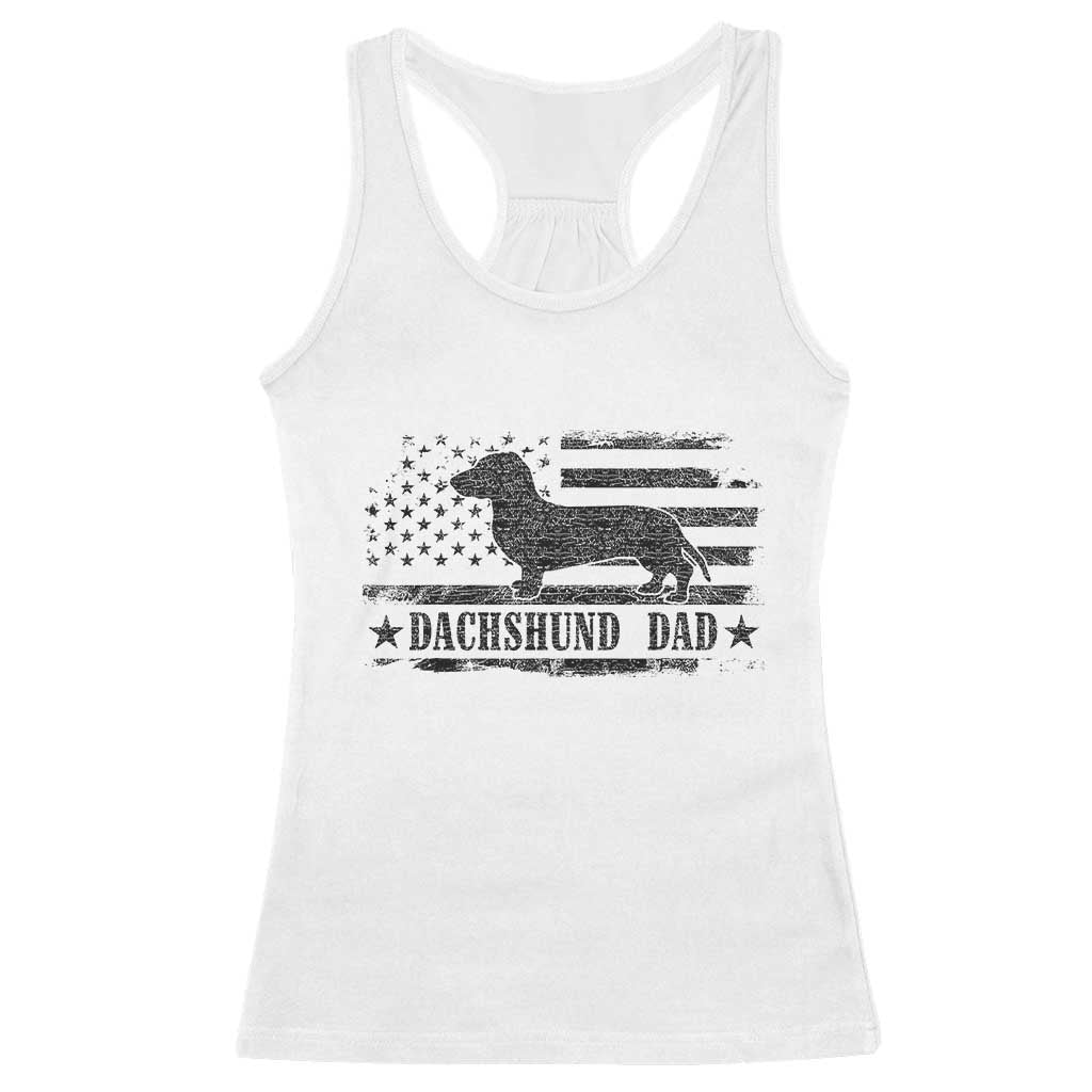 Dachshund Dog Dad Racerback Tank Top Fathers Day Gift for Dog Lovers American Flag TS10 White Print Your Wear