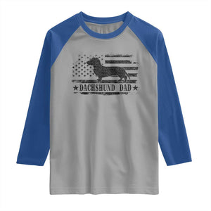 Dachshund Dog Dad Raglan Shirt Fathers Day Gift for Dog Lovers American Flag TS10 Sport Gray Royal Print Your Wear