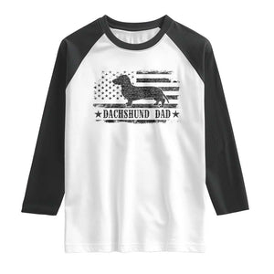 Dachshund Dog Dad Raglan Shirt Fathers Day Gift for Dog Lovers American Flag TS10 White Black Print Your Wear