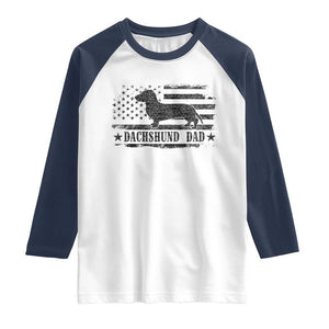 Dachshund Dog Dad Raglan Shirt Fathers Day Gift for Dog Lovers American Flag TS10 White Navy Print Your Wear