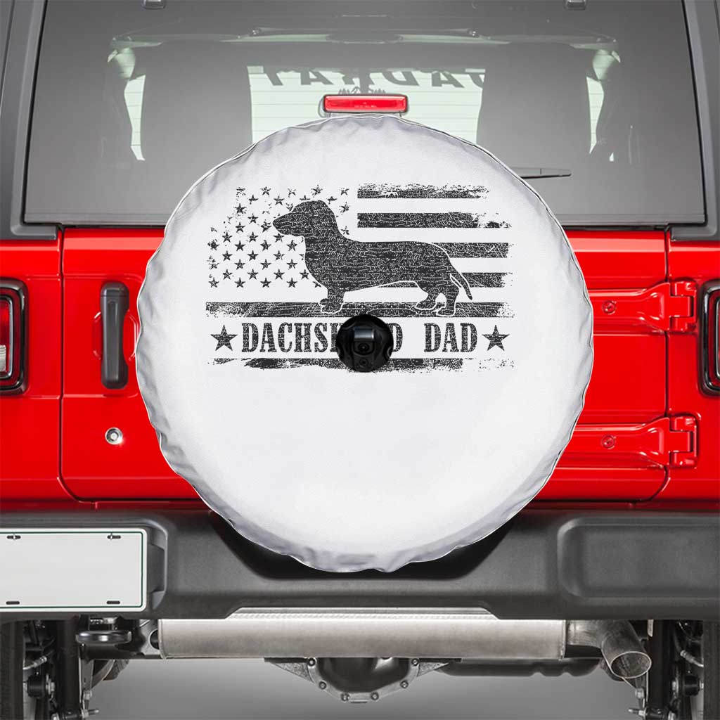 Dachshund Dog Dad Spare Tire Cover Fathers Day Gift for Dog Lovers American Flag TS10 White Print Your Wear