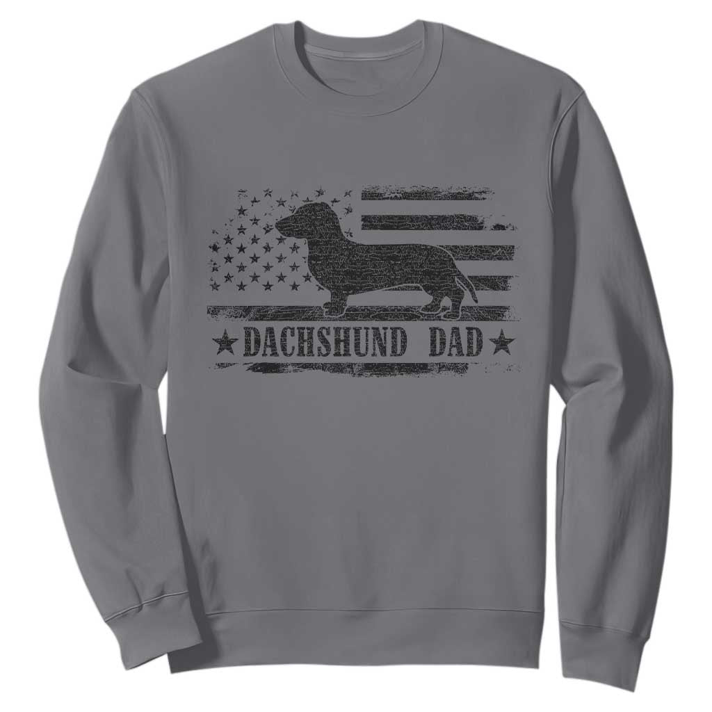 Dachshund Dog Dad Sweatshirt Fathers Day Gift for Dog Lovers American Flag TS10 Charcoal Print Your Wear