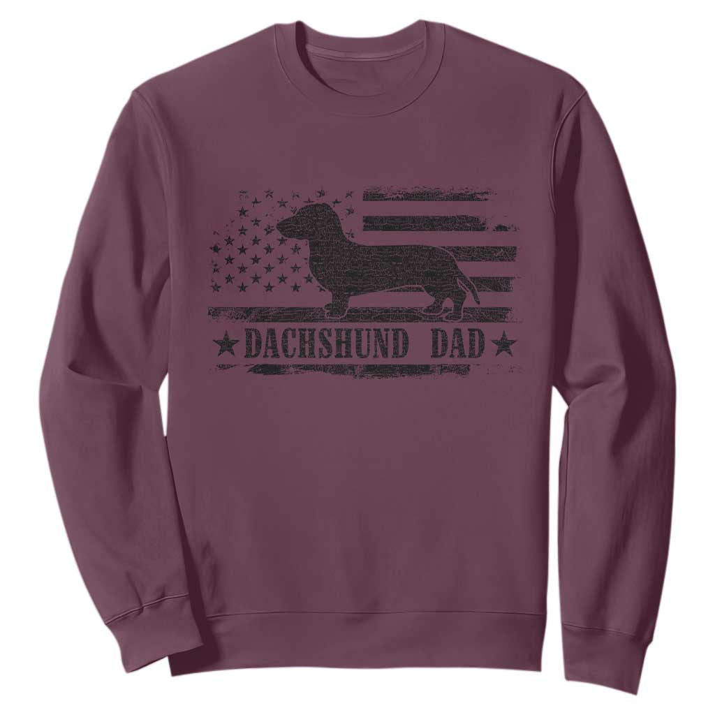 Dachshund Dog Dad Sweatshirt Fathers Day Gift for Dog Lovers American Flag TS10 Maroon Print Your Wear