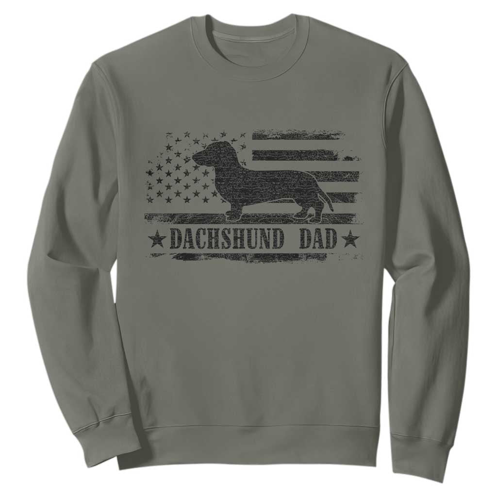 Dachshund Dog Dad Sweatshirt Fathers Day Gift for Dog Lovers American Flag TS10 Military Green Print Your Wear