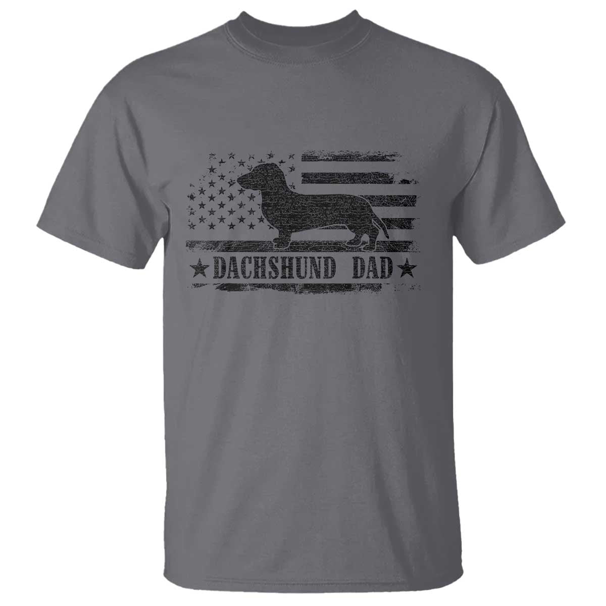Dachshund Dog Dad T Shirt Fathers Day Gift for Dog Lovers American Flag TS10 Charcoal Print Your Wear