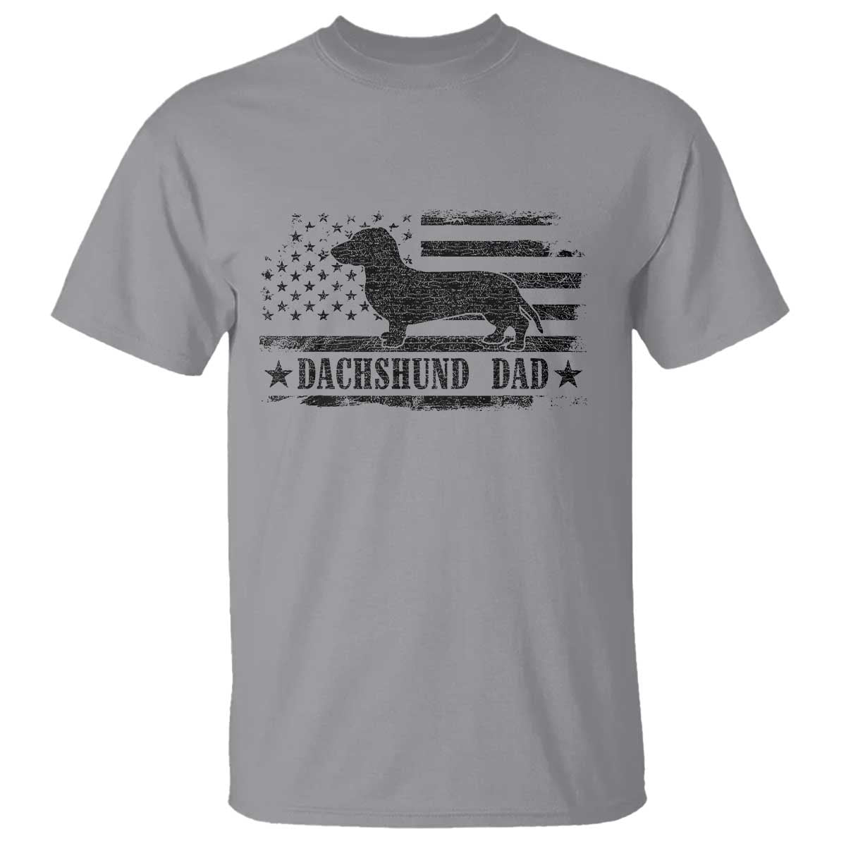 Dachshund Dog Dad T Shirt Fathers Day Gift for Dog Lovers American Flag TS10 Sport Gray Print Your Wear