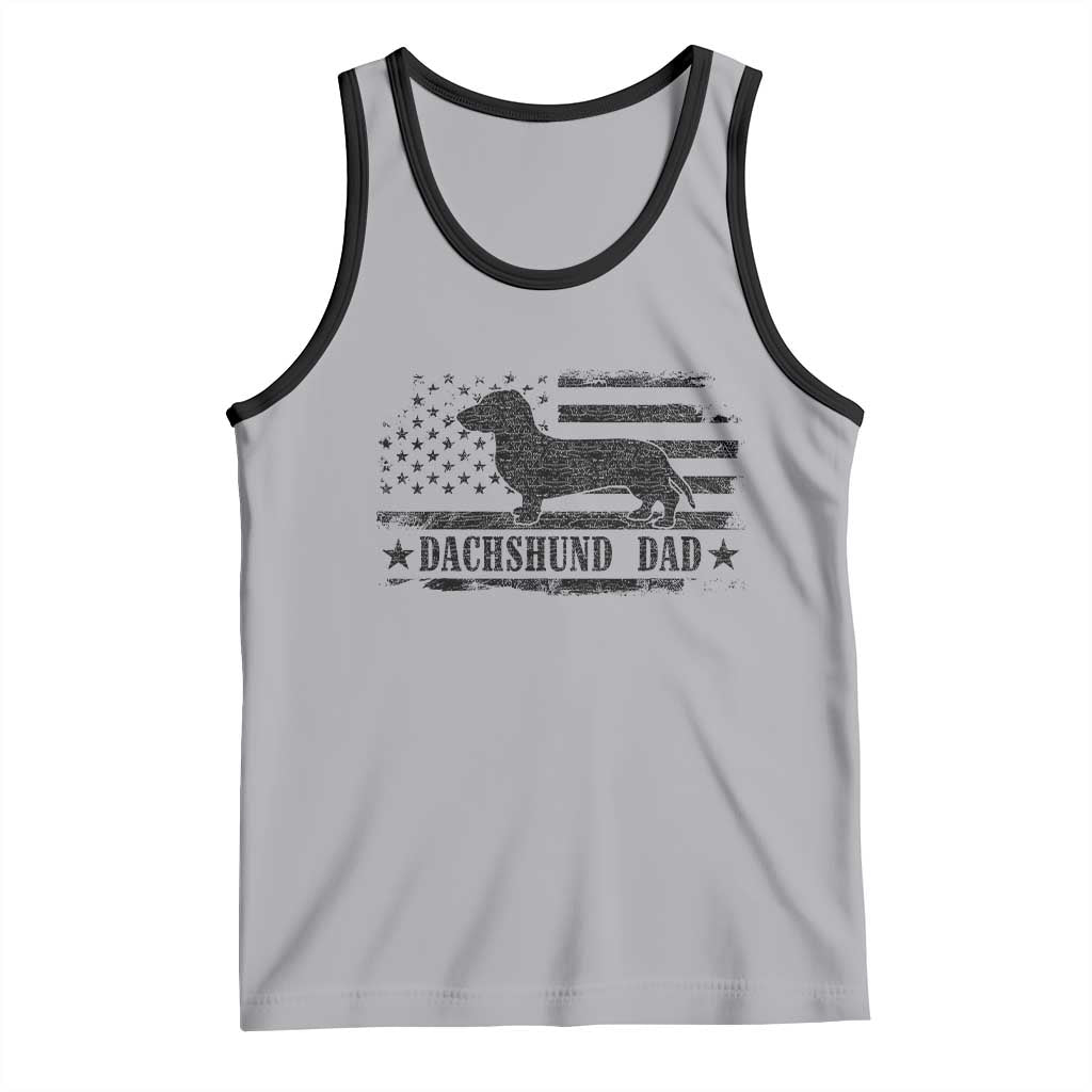 Dachshund Dog Dad Tank Top Fathers Day Gift for Dog Lovers American Flag TS10 Athletic Heather Black Print Your Wear