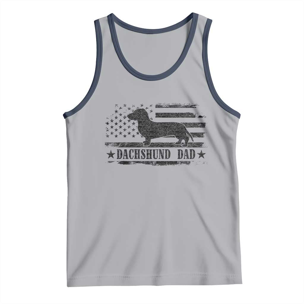 Dachshund Dog Dad Tank Top Fathers Day Gift for Dog Lovers American Flag TS10 Athletic Heather Navy Print Your Wear