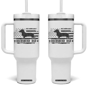 Dachshund Dog Dad Tumbler With Handle Fathers Day Gift for Dog Lovers American Flag TS10 One Size: 40 oz White Print Your Wear