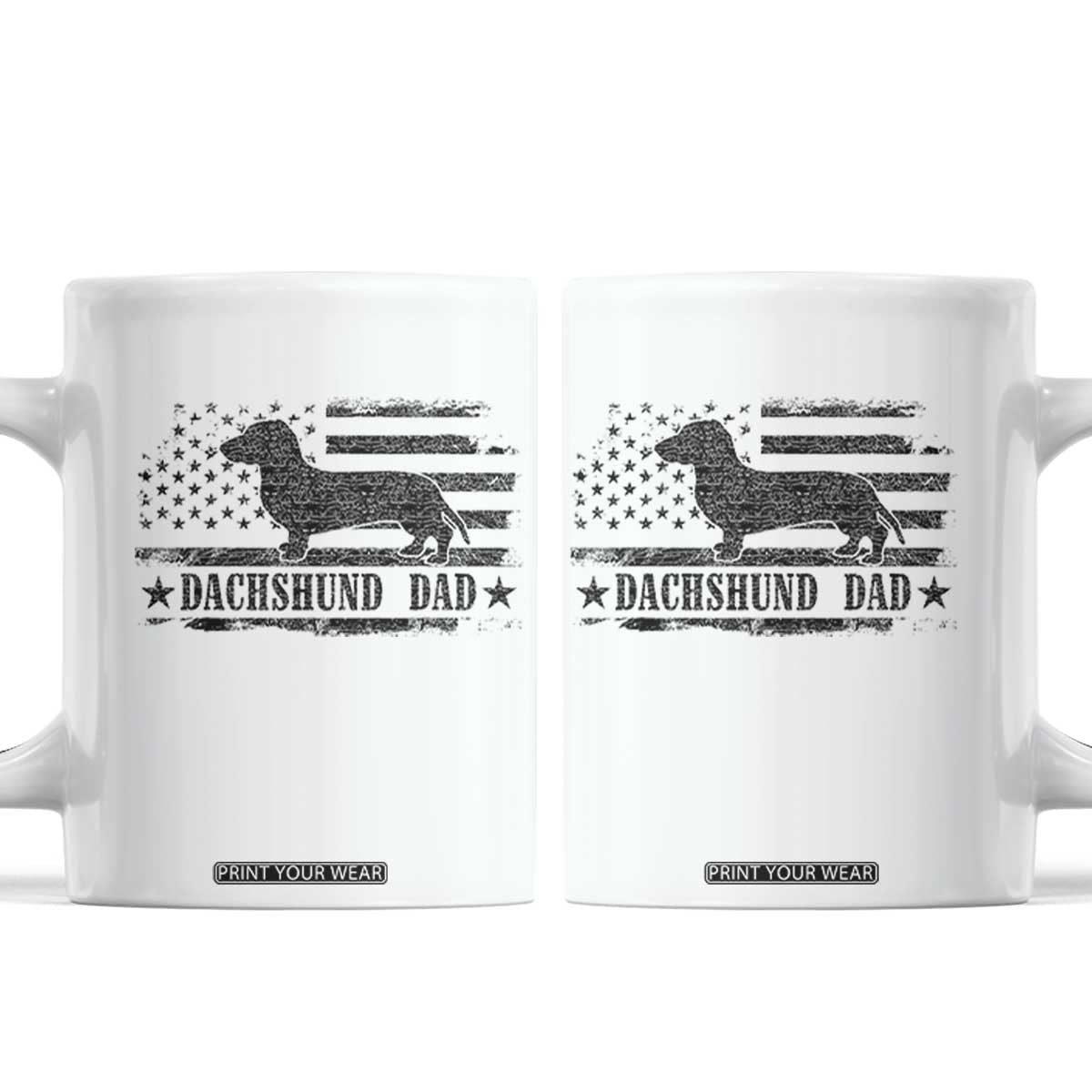 Dachshund Dog Dad Coffee Mug Fathers Day Gift for Dog Lovers American Flag TS10 White Print Your Wear