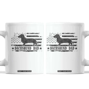 Dachshund Dog Dad Coffee Mug Fathers Day Gift for Dog Lovers American Flag TS10 White Print Your Wear