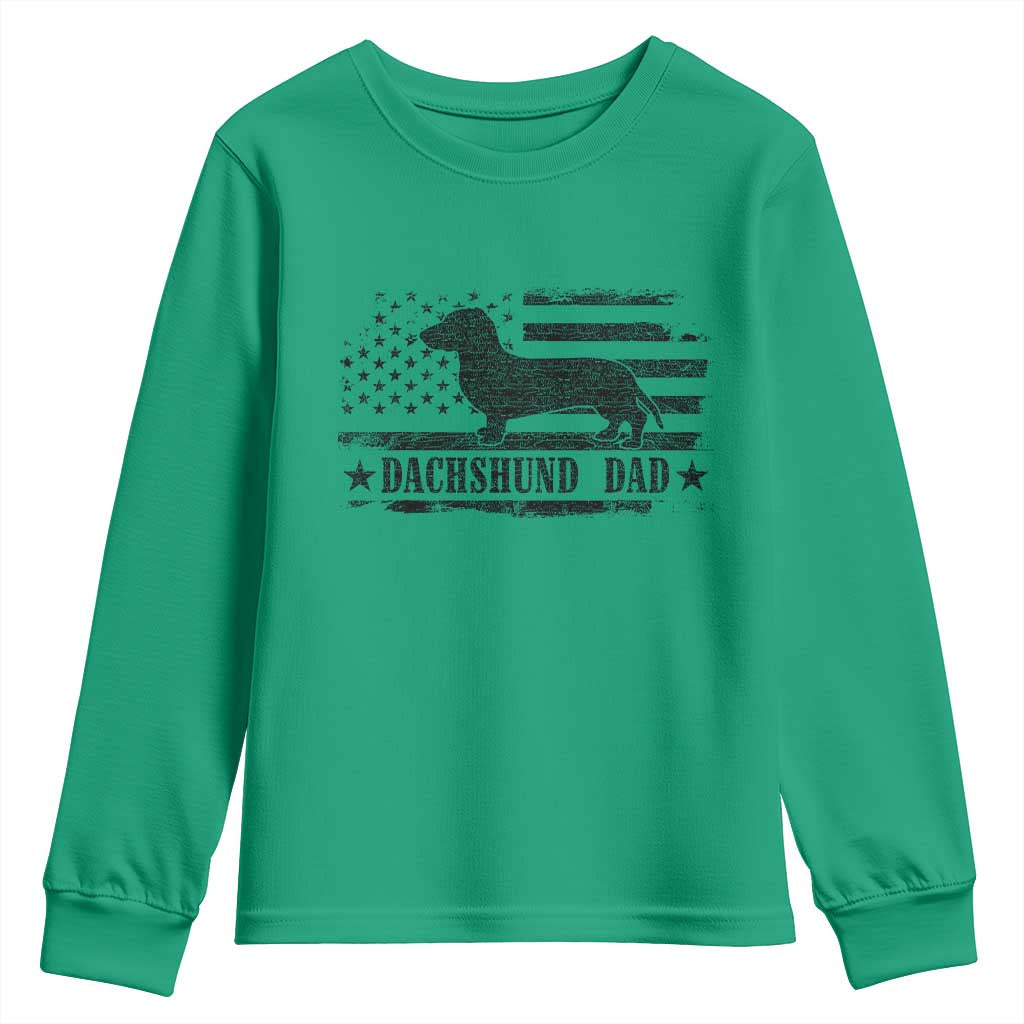 Dachshund Dog Dad Youth Sweatshirt Fathers Day Gift for Dog Lovers American Flag TS10 Irish Green Print Your Wear