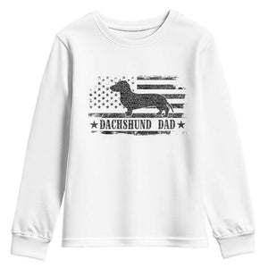 Dachshund Dog Dad Youth Sweatshirt Fathers Day Gift for Dog Lovers American Flag TS10 White Print Your Wear