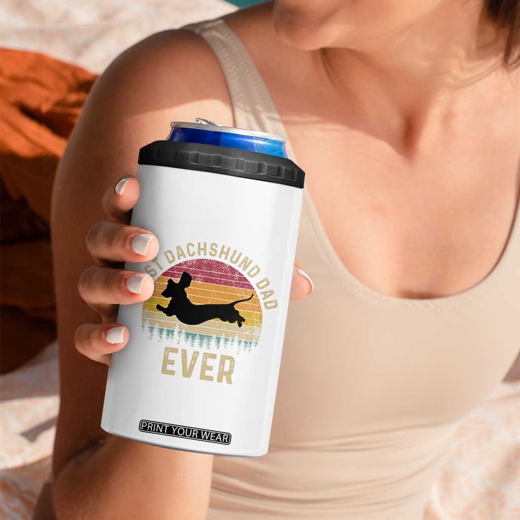 Dachshund Dog Dad 4 in 1 Can Cooler Tumbler Vintage 60s 70s Retro Fathers Day Gift for Dog Lovers TS10 Print Your Wear