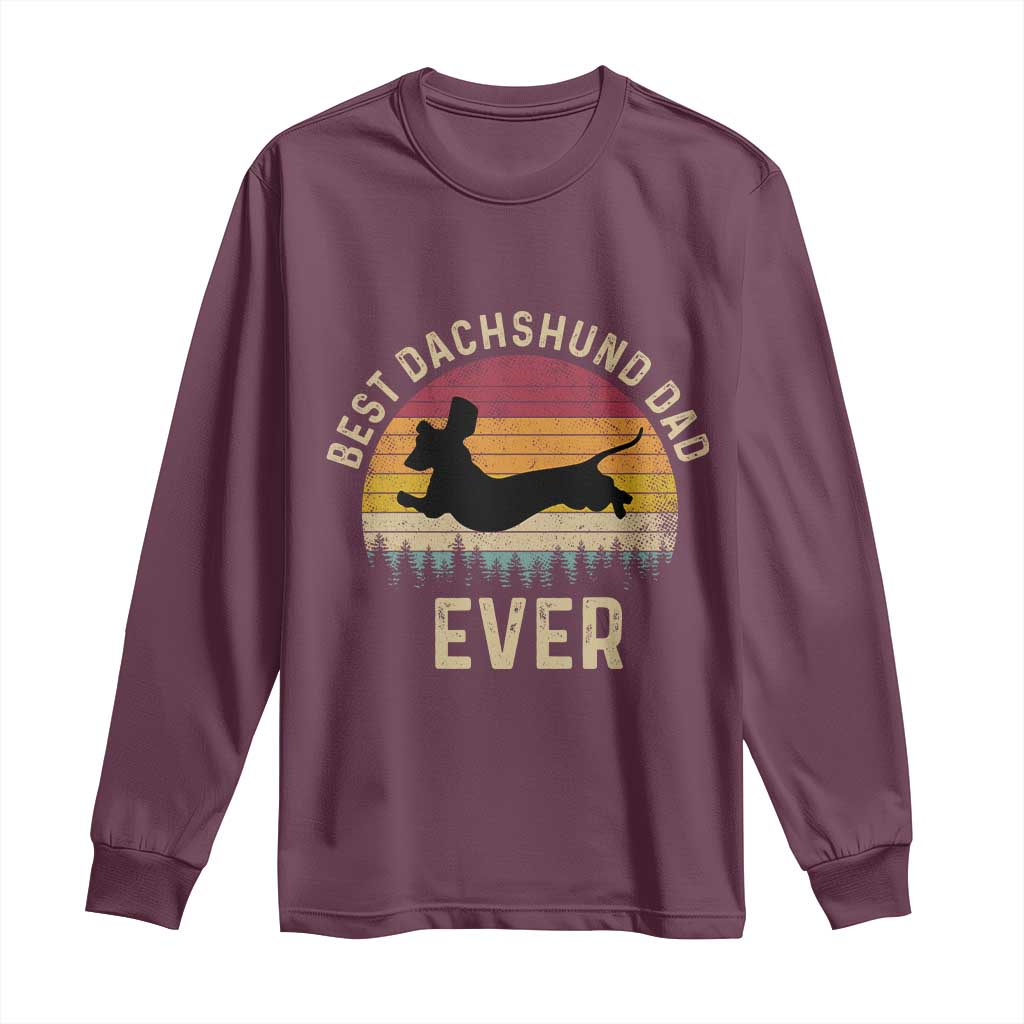 Dachshund Dog Dad Long Sleeve Shirt Vintage 60s 70s Retro Fathers Day Gift for Dog Lovers TS10 Maroon Print Your Wear