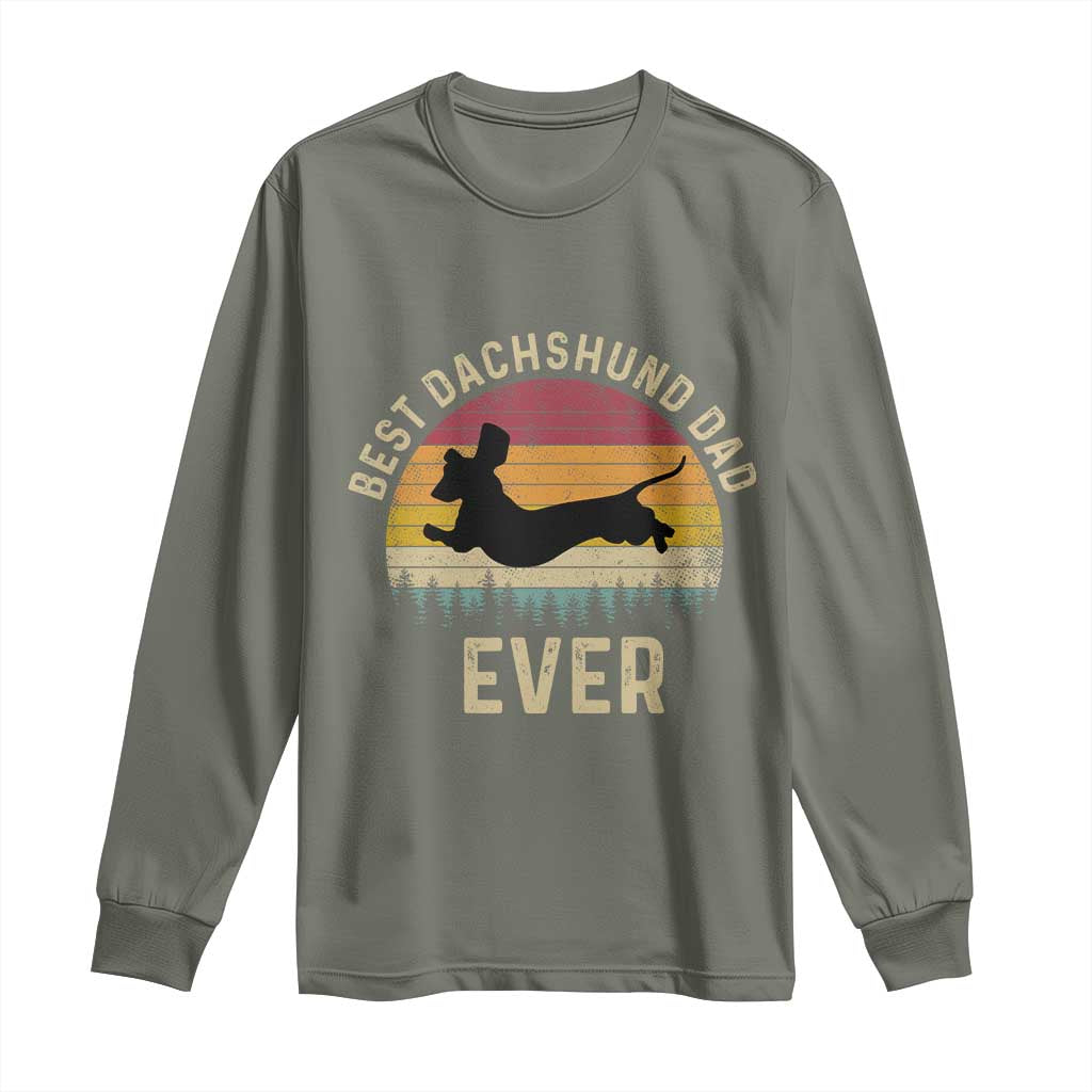 Dachshund Dog Dad Long Sleeve Shirt Vintage 60s 70s Retro Fathers Day Gift for Dog Lovers TS10 Military Green Print Your Wear