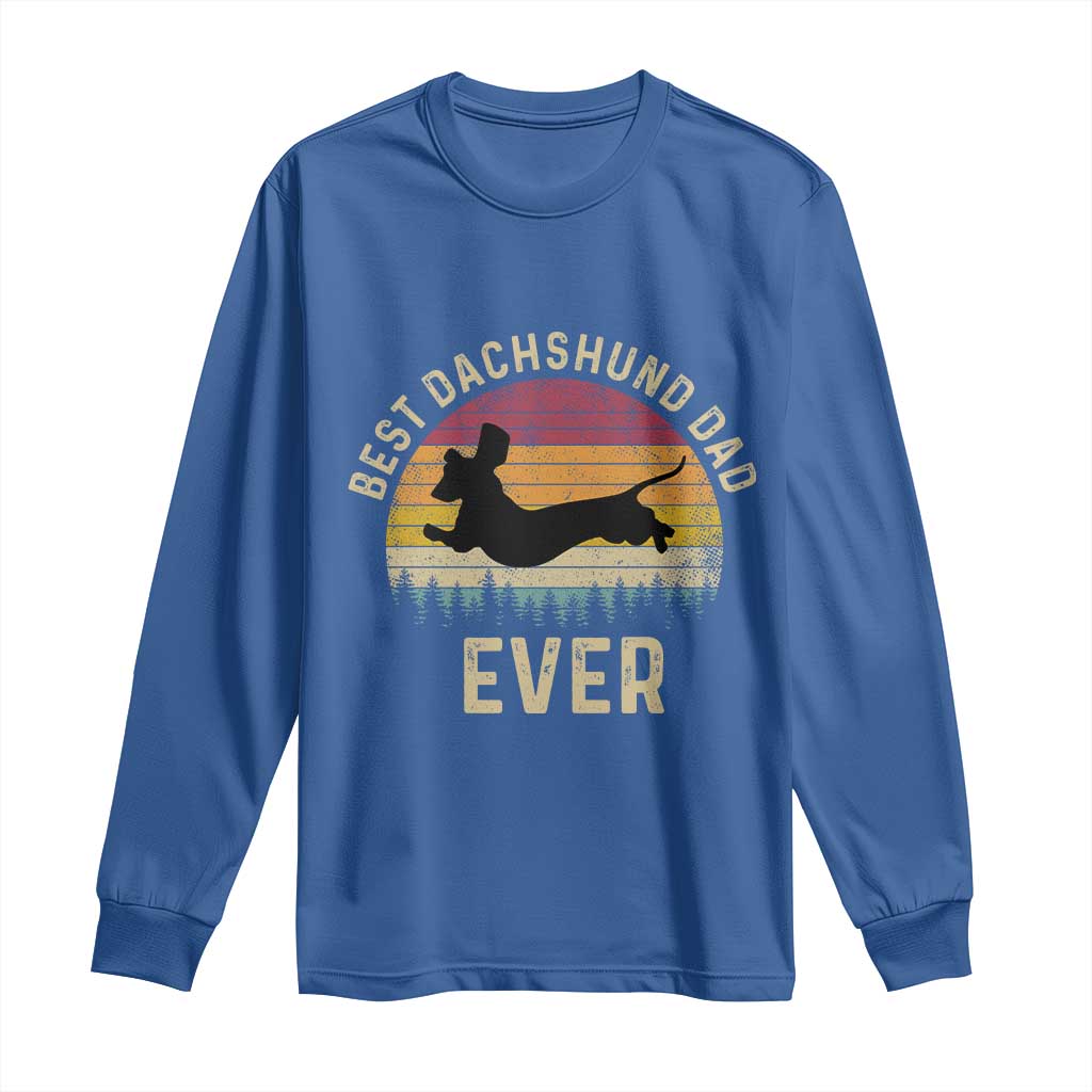 Dachshund Dog Dad Long Sleeve Shirt Vintage 60s 70s Retro Fathers Day Gift for Dog Lovers TS10 Royal Blue Print Your Wear
