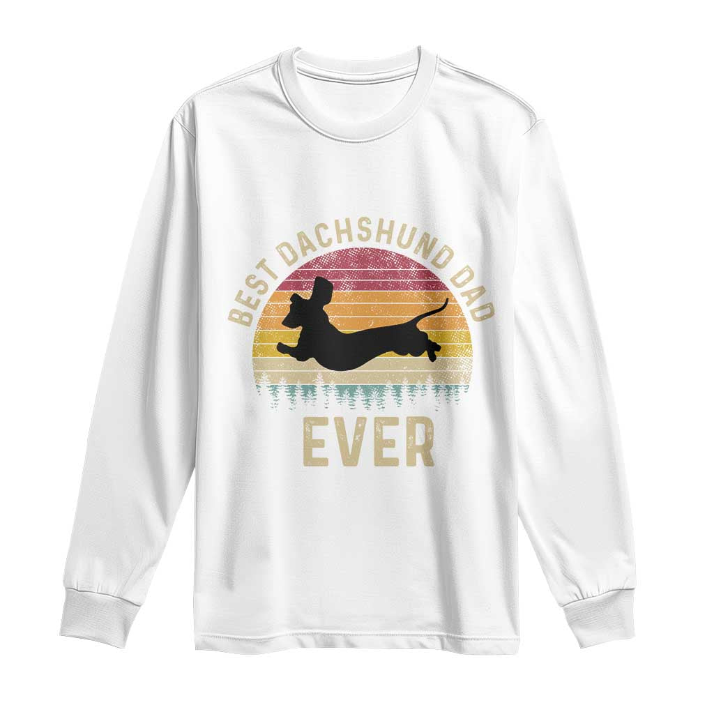 Dachshund Dog Dad Long Sleeve Shirt Vintage 60s 70s Retro Fathers Day Gift for Dog Lovers TS10 White Print Your Wear