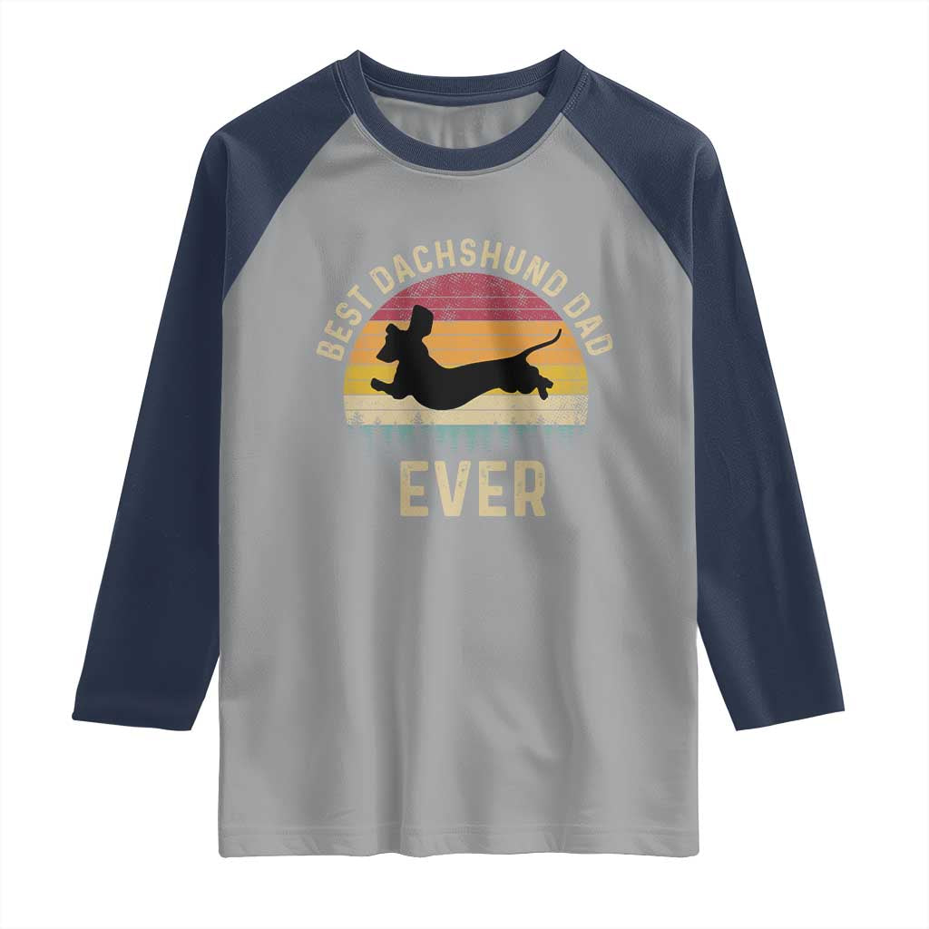 Dachshund Dog Dad Raglan Shirt Vintage 60s 70s Retro Fathers Day Gift for Dog Lovers TS10 Sport Gray Navy Print Your Wear