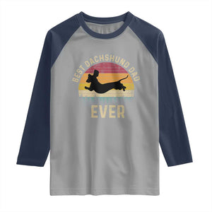 Dachshund Dog Dad Raglan Shirt Vintage 60s 70s Retro Fathers Day Gift for Dog Lovers TS10 Sport Gray Navy Print Your Wear