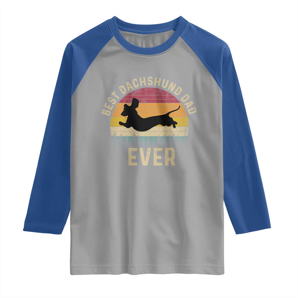 Dachshund Dog Dad Raglan Shirt Vintage 60s 70s Retro Fathers Day Gift for Dog Lovers TS10 Sport Gray Royal Print Your Wear