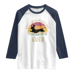 Dachshund Dog Dad Raglan Shirt Vintage 60s 70s Retro Fathers Day Gift for Dog Lovers TS10 White Navy Print Your Wear