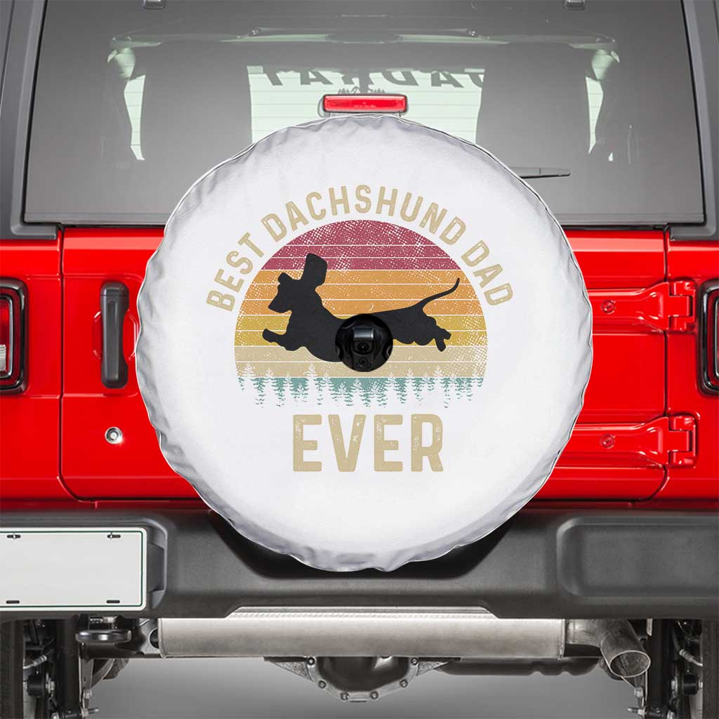 Dachshund Dog Dad Spare Tire Cover Vintage 60s 70s Retro Fathers Day Gift for Dog Lovers TS10 White Print Your Wear