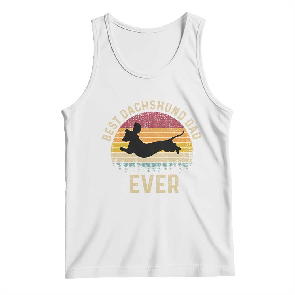 Dachshund Dog Dad Tank Top Vintage 60s 70s Retro Fathers Day Gift for Dog Lovers TS10 White Print Your Wear