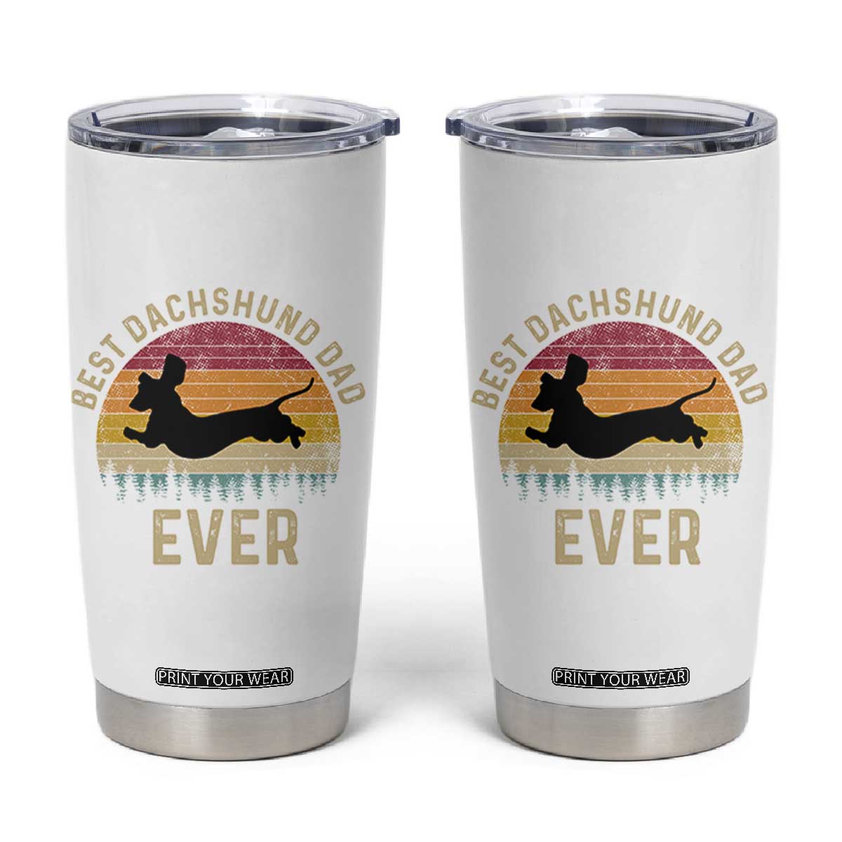 Dachshund Dog Dad Tumbler Cup Vintage 60s 70s Retro Fathers Day Gift for Dog Lovers TS10 White Print Your Wear